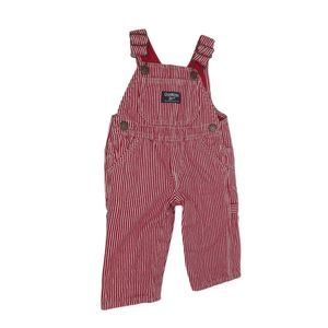 OSHKOSH B’GOSH 9 Months Vintage Kids Baby Red/White Stripe Overalls Vestbak
